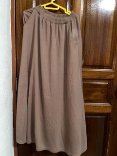 Brown Pencil Skirt with Elastic Waistband
