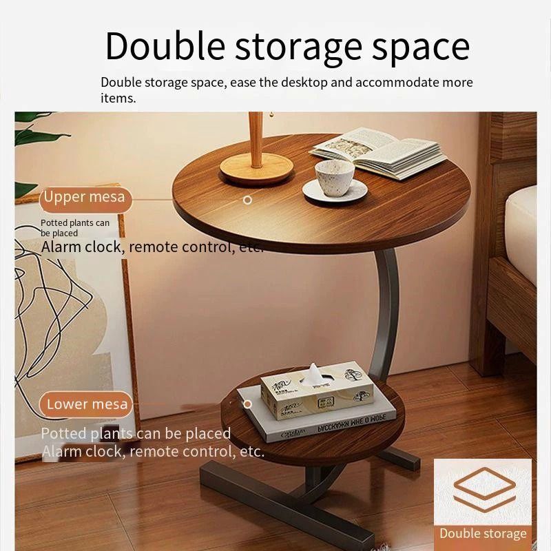 Modern Small Coffee Round Table | Double Layer Storage Tea Table | Space Saving Sofa Side Table | Bedside Bedroom Nightstand | Curved Frame Accent Table | Lightweight Round Table | Home Living Room End Table (Category: Tables & Sets) located in Singapore. Submitted by homehavensg (Listing ID 1459609421, Image 4). Description: Enhance your living space with this versatile C-shaped round side table, thoughtfully designed to bring style, convenience