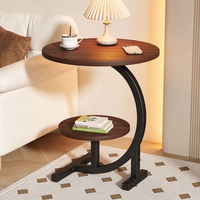 Modern Small Coffee Round Table | Double Layer Storage Tea Table | Space Saving Sofa Side Table | Bedside Bedroom Nightstand | Curved Frame Accent Table | Lightweight Round Table | Home Living Room End Table (Category: Tables & Sets) located in Singapore. Submitted by homehavensg (Listing ID 1459609421, Image 7). Description: Enhance your living space with this versatile C-shaped round side table, thoughtfully designed to bring style, convenience