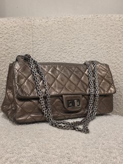 Chanel Classic Flap Bag Metallic Bronze Leather - Very Good Condition