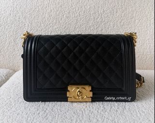 CHANEL BOY OLD MEDIUM BLACK CAVIAR GHW