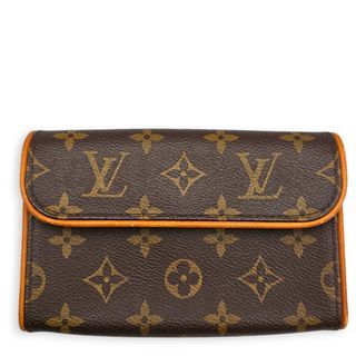 Louis Vuitton Monogram Pochette Florentine Brown Belt Bag in Coated Canvas Gold hardware