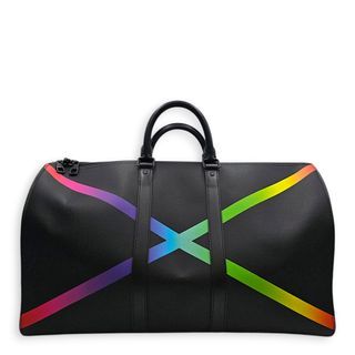 Louis Vuitton Rainbow x Keepall Bandouliere  50cm Black Duffle Bag in Taiga Leather Gunmetal hardware