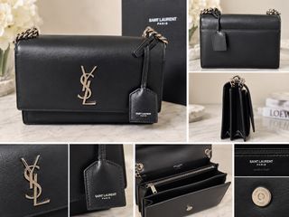 Saint Laurent Black Leather Chain Shoulder Bag