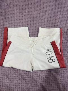 White Capri Pants with Red Trim Details