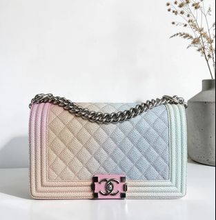 Chanel Boy Medium - Caviar 25CM Quilted Rainbow Limited Edition Series 25