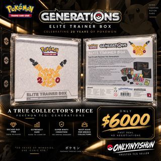 Wts/wtt XY Generations Shrinked Elite Trainer Box 20th anniversary sealed English pokemon tcg card shaymin / Charizard / Blastoise/ Eevee