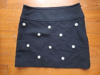 Other stories Black Tweed Mini Skirt with Pearl Embellishments