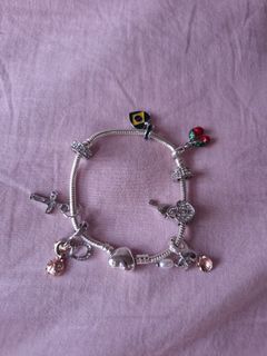 Silver Charm Bracelet with Various Charms